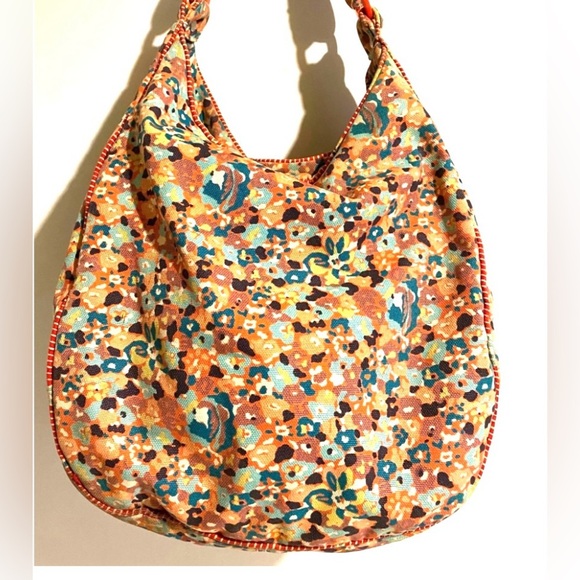 Marc Jacobs Orange and Blue Hobo Bag with Floral Design - Picture 2 of 9